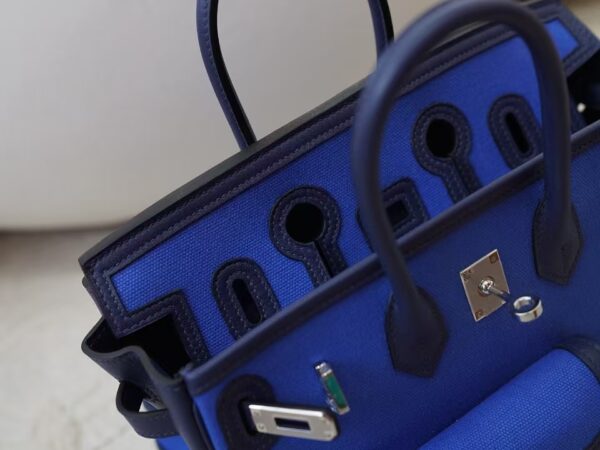 mmexport1730880465283 Hermes Birkin Cargo 25CM Canvas Blue France / Leather Blue Navy Silver Hardware