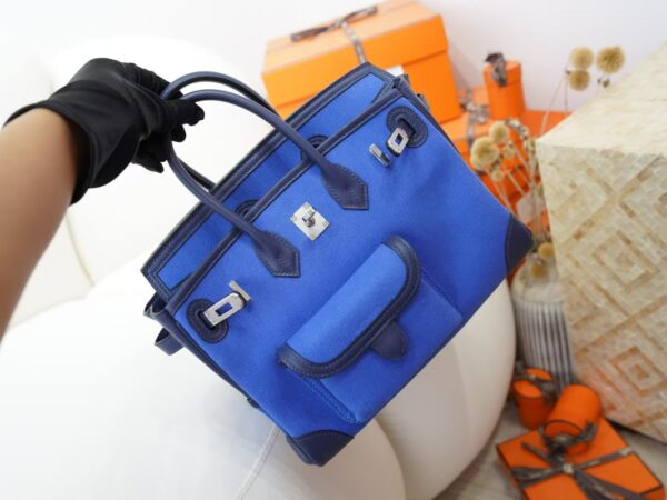 mmexport1730880467443 Hermes Birkin Cargo 25CM Canvas Blue France / Leather Blue Navy Silver Hardware