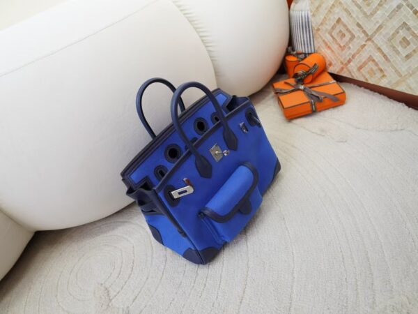 mmexport1730880469614 Hermes Birkin Cargo 25CM Canvas Blue France / Leather Blue Navy Silver Hardware
