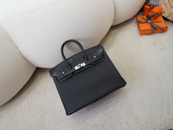 mmexport1730880487382-1 Hermes Birkin Touch 25CM Togo / Lizard Leather CK89 Noir Silver Hardware