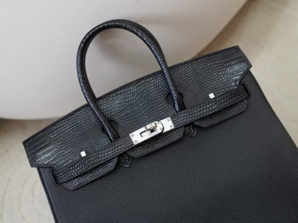 mmexport1730880491016 Hermes Birkin Touch 25CM Togo / Lizard Leather CK89 Noir Silver Hardware