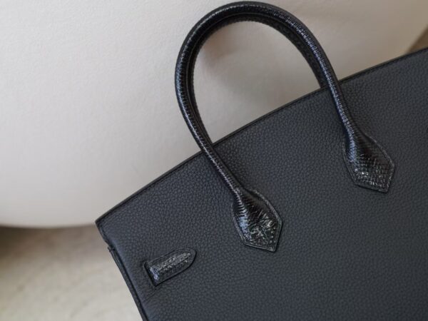 mmexport1730880495448 Hermes Birkin Touch 25CM Togo / Lizard Leather CK89 Noir Silver Hardware