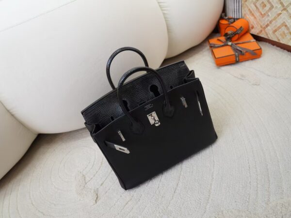 mmexport1730880497465 Hermes Birkin Touch 25CM Togo / Lizard Leather CK89 Noir Silver Hardware