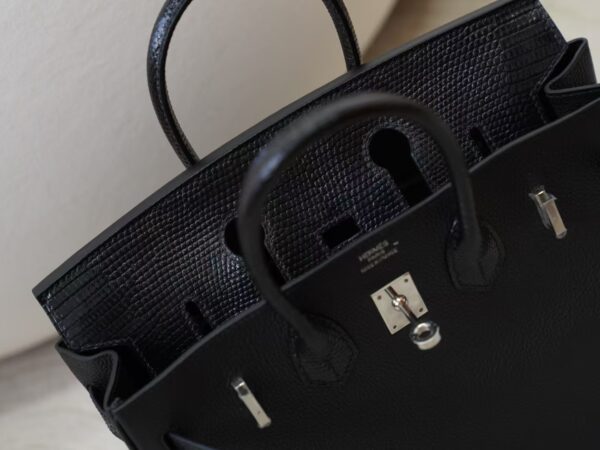 mmexport1730880499358 Hermes Birkin Touch 25CM Togo / Lizard Leather CK89 Noir Silver Hardware