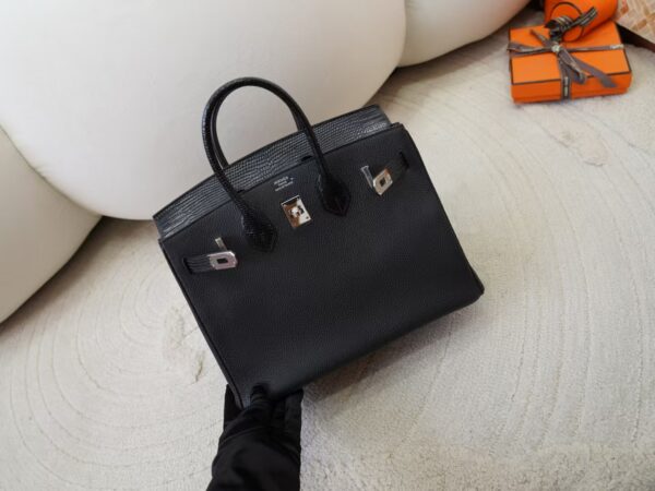 mmexport1730880501202 Hermes Birkin Touch 25CM Togo / Lizard Leather CK89 Noir Silver Hardware