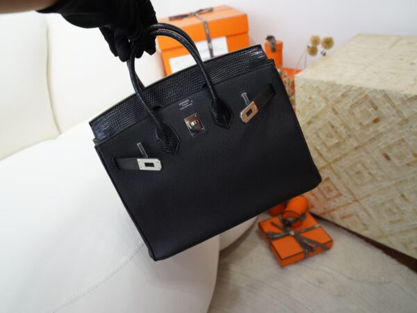 mmexport1730880503072 Hermes Birkin Touch 25CM Togo / Lizard Leather CK89 Noir Silver Hardware