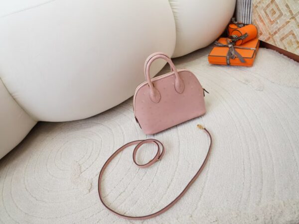 mmexport1730966340406 Hermes Bolide Mini 18CM KK Ostrich Leather 94 Terre Cuit Silver Hardware