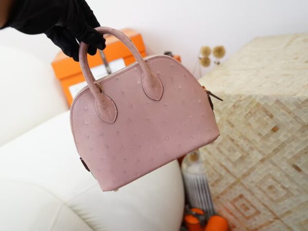 mmexport1730966353172 Hermes Bolide Mini 18CM KK Ostrich Leather 94 Terre Cuit Silver Hardware