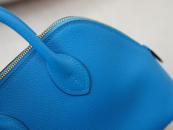 mmexport1730966372884 USA Los Angeles Hermes Bolide Mini 18CM Evercolor Leather 0F Blue Frida Gold Hardware