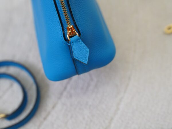 mmexport1730966380372 USA Los Angeles Hermes Bolide Mini 18CM Evercolor Leather 0F Blue Frida Gold Hardware