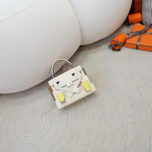 Hermes Kelly Doll Picto Clutch I2 Nata Epsom Leather Silver Hardware
