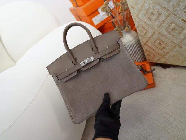 mmexport1731060325645 Canada Toronto Hermes Birkin 25CM Grizzly Leather CK18 Etoupe Silver Hardware