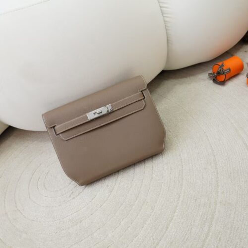 Clutch Bag Kelly Depeches 25CM Togo Leather CK18 Etoupe Silver Hardware
