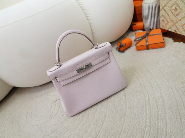 mmexport1731482922670 Women’s Tote Bag Kelly 28CM Clemence Leather 09 Mauve Pale Silver Hardware