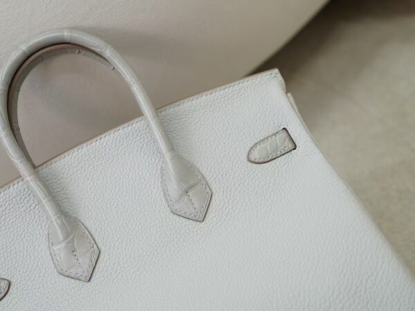 mmexport1731483040318 Women’s Bag Togo / Matte Alligator Crocodile Birkin Touch 25CM CK80 Gris Pearl Silver Hardware