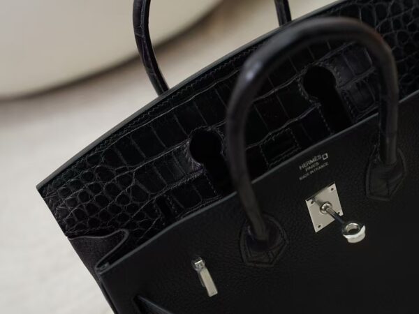 mmexport1731483366884 Luxury Bag Birkin Touch 25CM Togo / Matte Alligator Crocodile CK89 Noir Silver Hardware