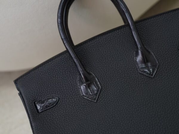 mmexport1731483370290 Luxury Bag Birkin Touch 25CM Togo / Matte Alligator Crocodile CK89 Noir Silver Hardware
