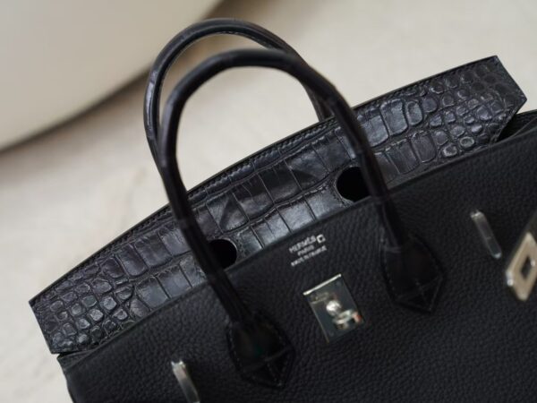 mmexport1731483371973 Luxury Bag Birkin Touch 25CM Togo / Matte Alligator Crocodile CK89 Noir Silver Hardware