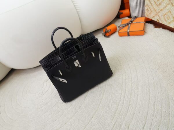 mmexport1731483375363 Luxury Bag Birkin Touch 25CM Togo / Matte Alligator Crocodile CK89 Noir Silver Hardware