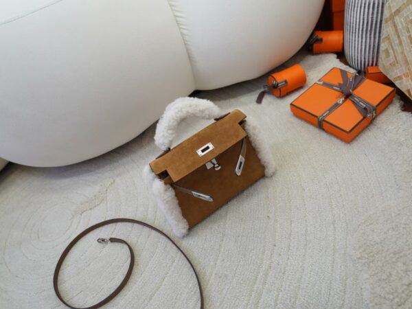 mmexport1731924458957 2024 Winter Teddy Mini Kelly CK37 Gold Suede / Swift Leather Silver Hardware