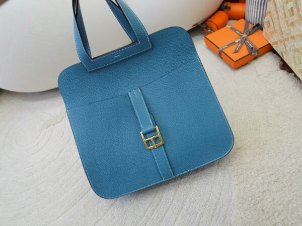 mmexport1732175776910-1 Australia Sydney Halzan 31CM Clemence Leather D2 New Blue Jean Silver Hardware