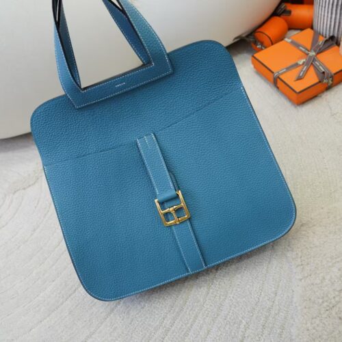 Australia Sydney Halzan 31CM Clemence Leather D2 New Blue Jean Silver Hardware