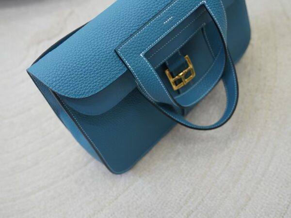 mmexport1732175782586 Australia Sydney Halzan 31CM Clemence Leather D2 New Blue Jean Silver Hardware