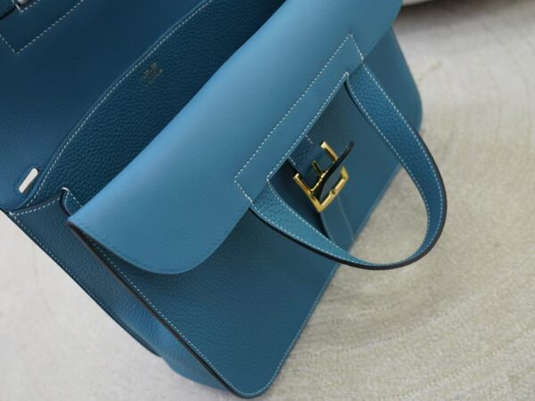 mmexport1732175786439 Australia Sydney Halzan 31CM Clemence Leather D2 New Blue Jean Silver Hardware