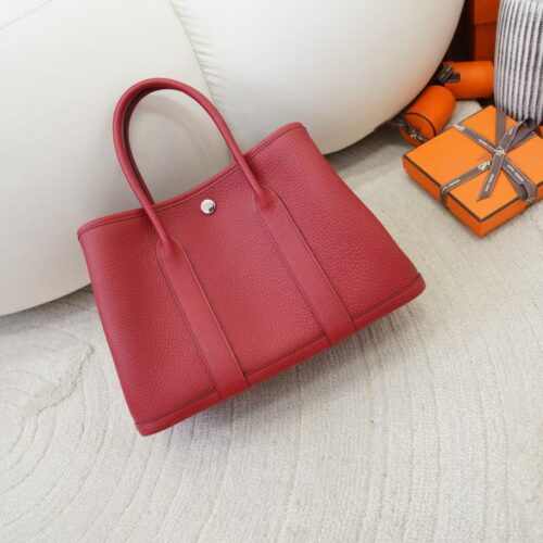 Women’s Tote Bag Garden Party 30CM Negonda Leather K1 Rouge Grenade Silver Hardware