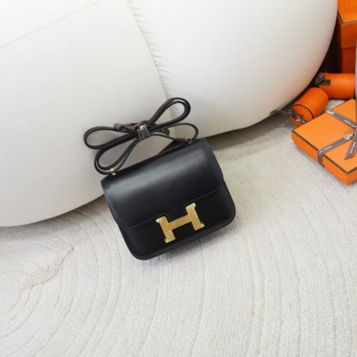 Women’s Shoulder Bag Constance 19CM Box Leather CC89 Noir Gold Hardware