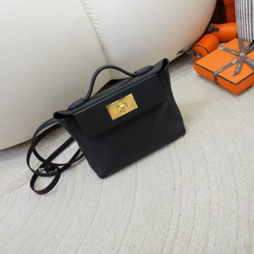 USA New York Kelly 2424 Mini Evercolor Leather CC89 Noir Gold Hardware