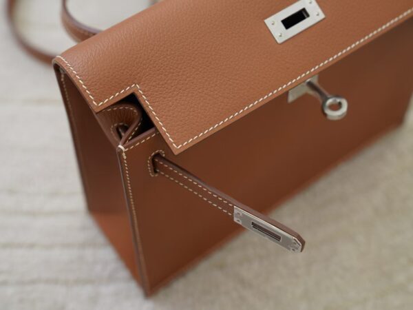 mmexport1732176131956 Full Handmade Kelly Danse 22CM CK37 Gold Evercolor Leather Silver Hardware