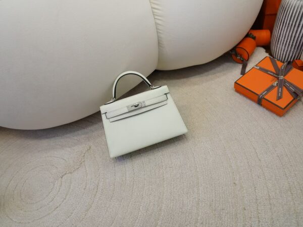 New Mini Kelly 19CM Epsom Leather 0S Vert Fizz Silver Hardware