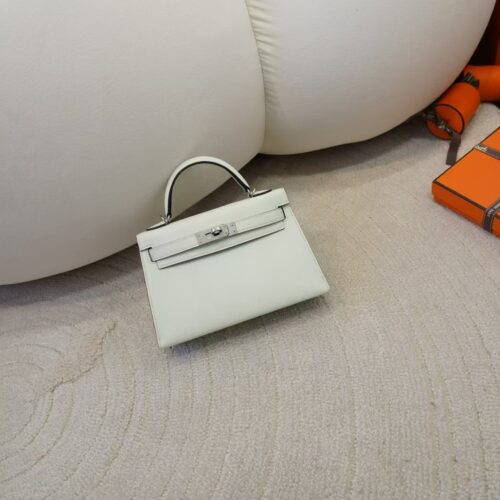 New Mini Kelly 19CM Epsom Leather 0S Vert Fizz Silver Hardware