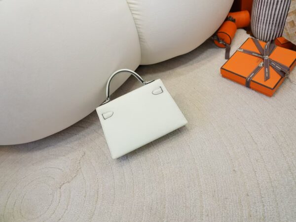 New Mini Kelly 19CM Epsom Leather 0S Vert Fizz Silver Hardware