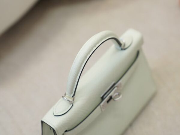 New Mini Kelly 19CM Epsom Leather 0S Vert Fizz Silver Hardware