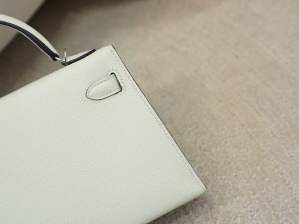 New Mini Kelly 19CM Epsom Leather 0S Vert Fizz Silver Hardware