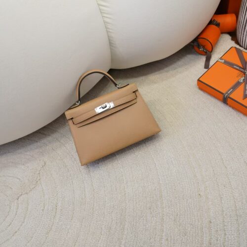 USA New York Mini Kelly 19CM Epsom Leather 0M Chai Silver Hardware