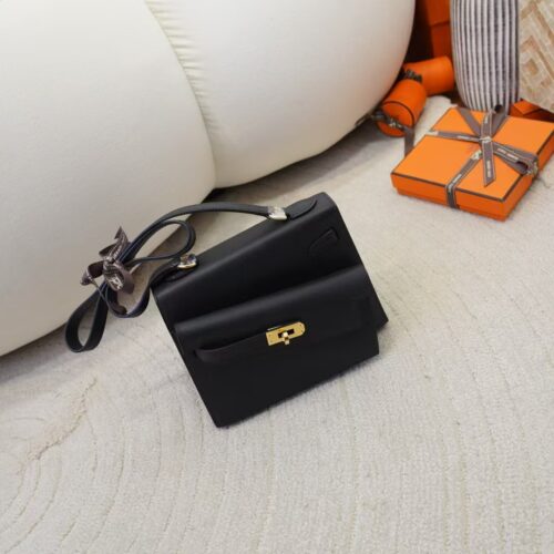 Women’s Shoulder Bag Kelly Desordre 20CM Epsom Leather CC89 Noir Gold Hardware