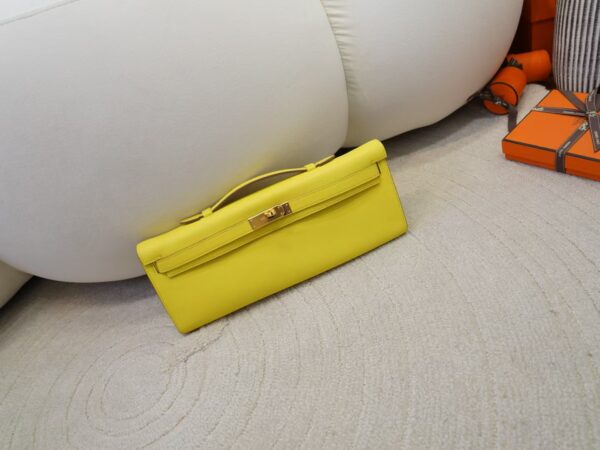 mmexport1733212831704-1 Luxury 9R Lime Swift Leather Kelly Cut 31CM Evening Clutch Bag Gold Hardware