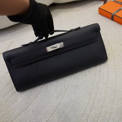Full Handmade Kelly Cut 31CM Swift Leather CK89 Noir Silver Hardware