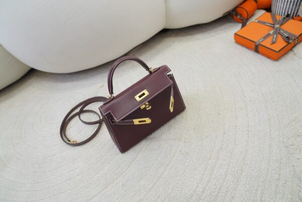 mmexport1733390013490 Women’s Evening Bag Box Leather Mini Kelly 19CM CC55 Rouge H Gold Hardware