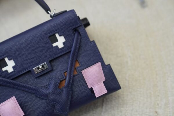 mmexport1733390084132 New Kelly Doll Picto 73 Blue Saphir / 09 Mauve Pale / 37 Gold Epsom Leather Silver Hardware