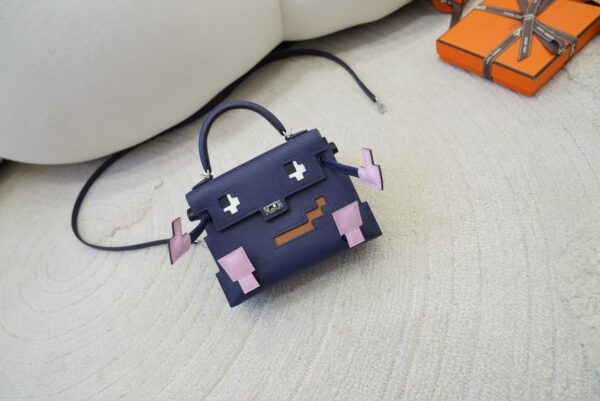 mmexport1733390087609-1 New Kelly Doll Picto 73 Blue Saphir / 09 Mauve Pale / 37 Gold Epsom Leather Silver Hardware