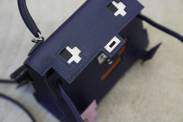 mmexport1733390089534 New Kelly Doll Picto 73 Blue Saphir / 09 Mauve Pale / 37 Gold Epsom Leather Silver Hardware