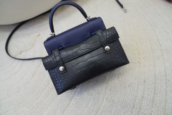 mmexport1733390091459 New Kelly Doll Picto 73 Blue Saphir / 09 Mauve Pale / 37 Gold Epsom Leather Silver Hardware