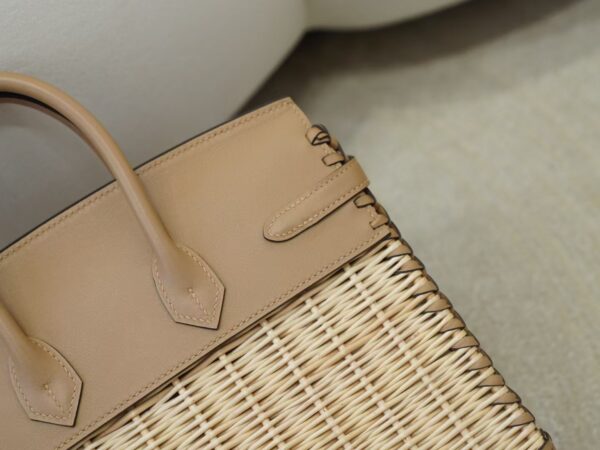 mmexport1733561022835 New Arrival Birkin Picnic 25CM 0M Chai Swift Leather & Bamboo