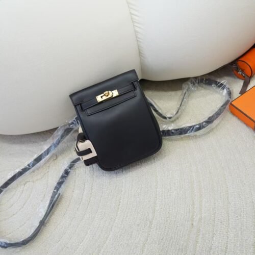 USA Washington Kelly Jump Backpack Swift Leather CC89 Noir Gold Hardware