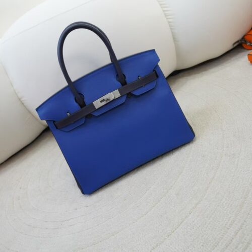 Special Order Birkin 30CM Evercolor Leather Blue France / Blue Nuit / Blue De Nord Brush Silver Hardware