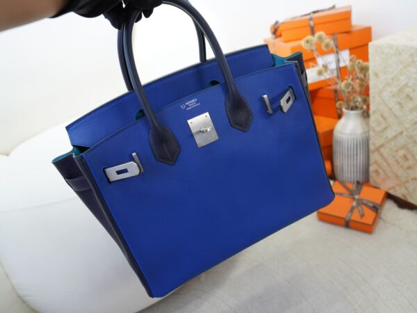 mmexport1733907306296 Special Order Birkin 30CM Evercolor Leather Blue France / Blue Nuit / Blue De Nord Brush Silver Hardware